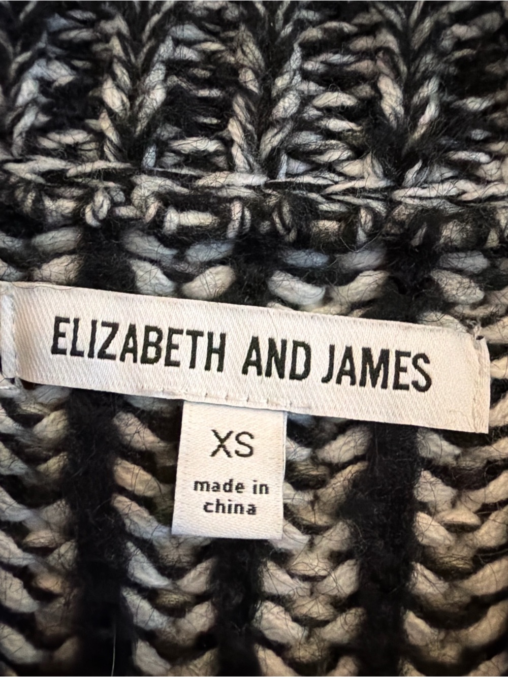 Elizabeth and James XS Black White Chunky Rib Knit Sweater Textured Pullover - Picture 5 of 7